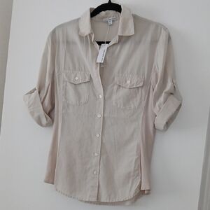 James Perse Cream Button-Up Shirt Nwt